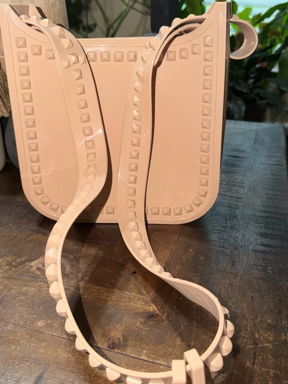 EUC Carmen Sol Toni Tote Nude Studded Jelly Bag Made in Italy